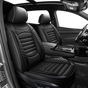 Car Seat Covers for Hyundai Tucson 2010-2025 2026, Full Set 5 Seats Faux Leather Seat Cover Car Cushion Protector Compatible Airbag 5 Seat Set, Black