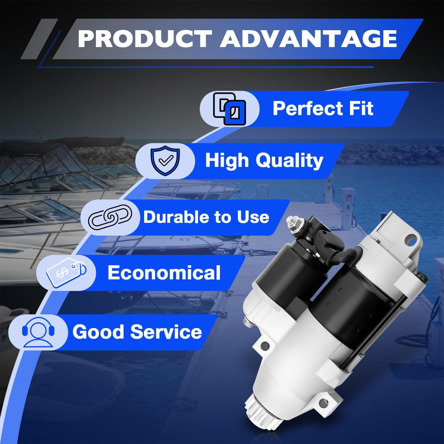 6C5-81800-00 Outboard Engine Starter Motor Compatible with Yamaha 50HP 60HP 70HP Engine Model of F50 F60 F70 and more, S114-916A S114916B for Hitachi, 19635 for Lester, Replaces# 6CJ-81800-00
