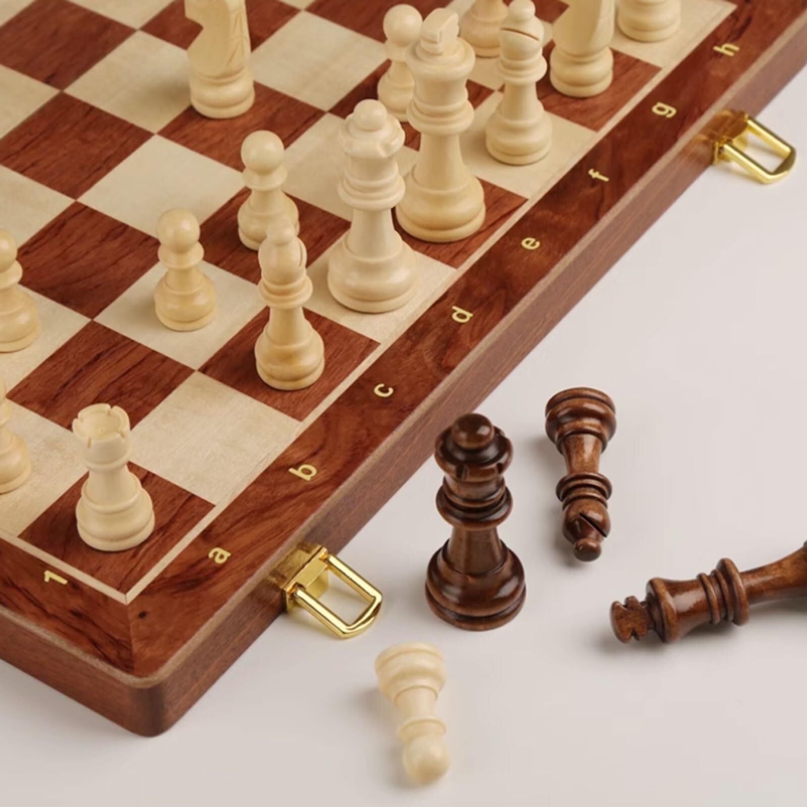 Set di scacchi pieghevole in legno con scacchiera portatile for adulti, viaggi, regali for serate di gioco in famiglia scacchiera portatile(39 * 39cm)