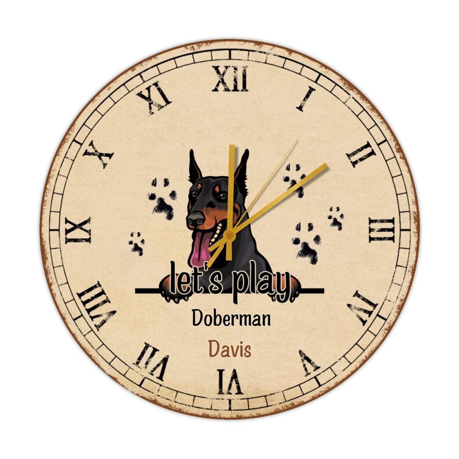 Horloge en bois rétro sans tic-tac Let's Play ronde 38 cm pour mur