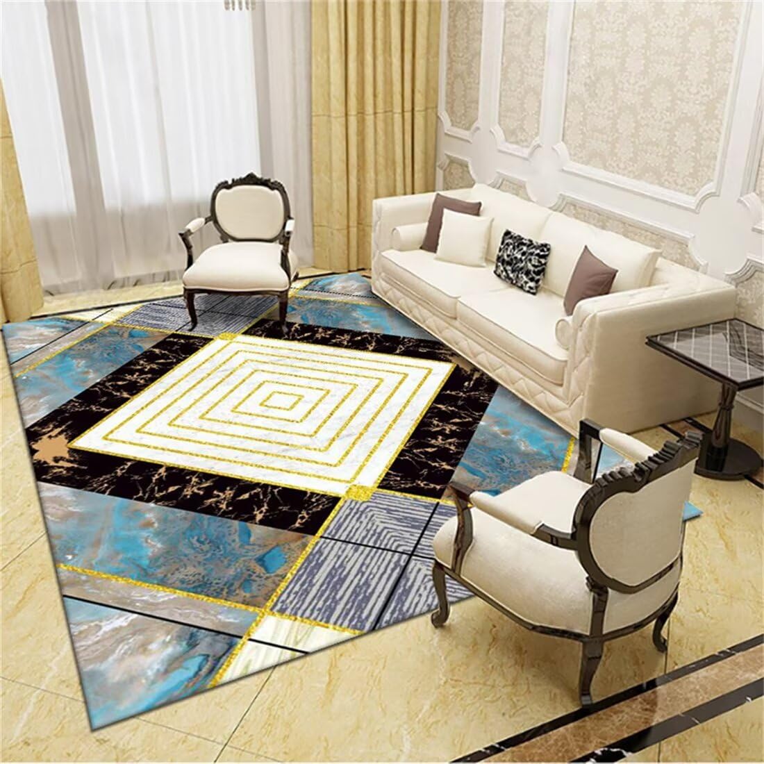 Tapis de chambre bébé fille bleu 70x140 cm antidérapant et durable