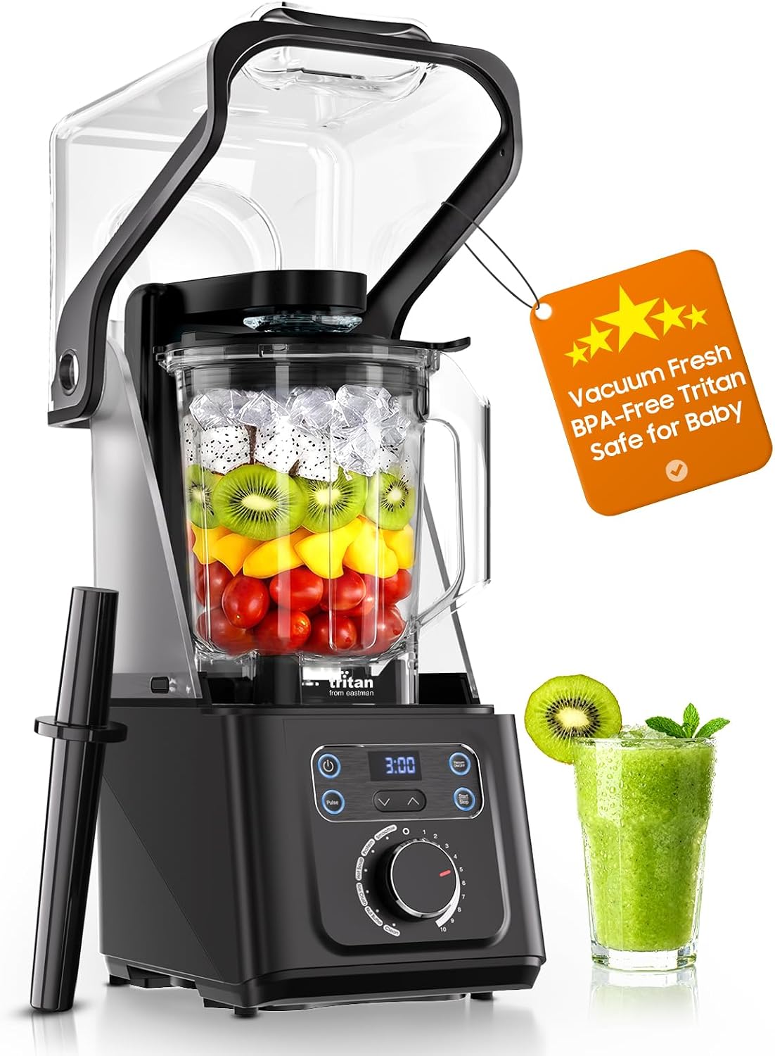 Professional Commercial Vacuum Blender, 2026 Upgraded 40000 RPM, 3000W/4HP Peak Power, 72oz Eastman Tritan Cup, Milkshake, Smoothie, Nut Milk, Hot Soup, Self-Clean, NSF Certified, Graphite Black