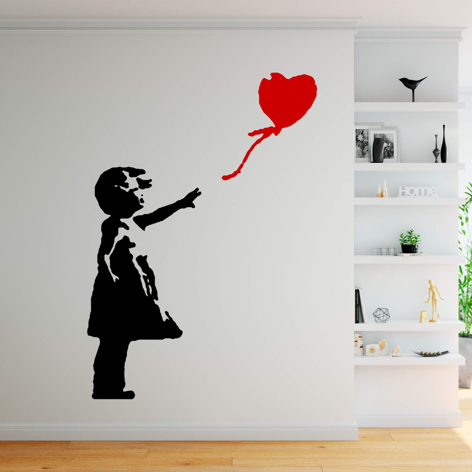 Banksy Girl with Heart Balloon Vinyl Wall Art Stickers Wall Art Decals Decal Home (50cm)