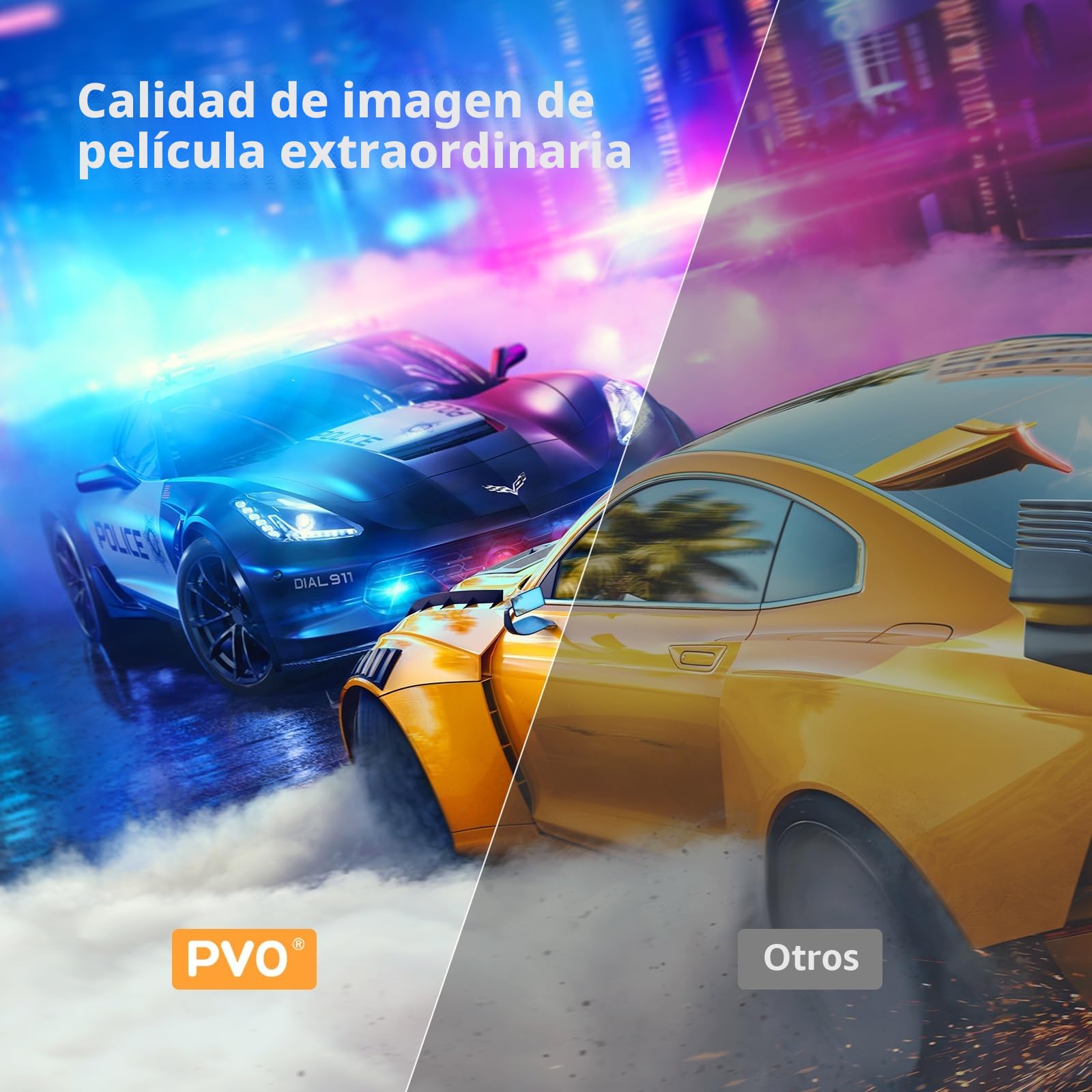 PVO WiFi Proyector Portátil, La Pantalla del Teléfono Móvil se Puede Reflejar al Proyector de Forma Inalámbrica o a Través de un Cable de Datos, Compatible con la Mayoría de Dispositivos (YG300ProMax)