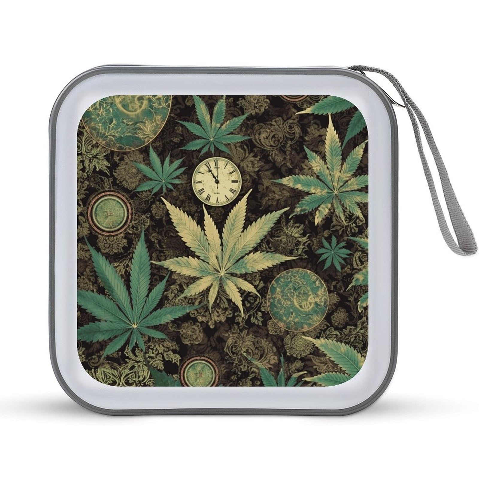 VstaDank A Puff in Time Weed Marijuana CD Case with Hand Strap Lightweight DVD Wallet Holder 40 Capacity CD/DVD Case Wallet Protective CD Wallet CD/DVD Portable Storage Binder for Car Home Office