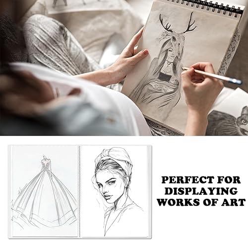 Miniatura 6 de GABraden Art Portfolio - Carpeta portafolio de 30 bolsillos de 9 x 12 pulgadas para exhibición de obras de arte, 60 páginas, carpeta con fundas de