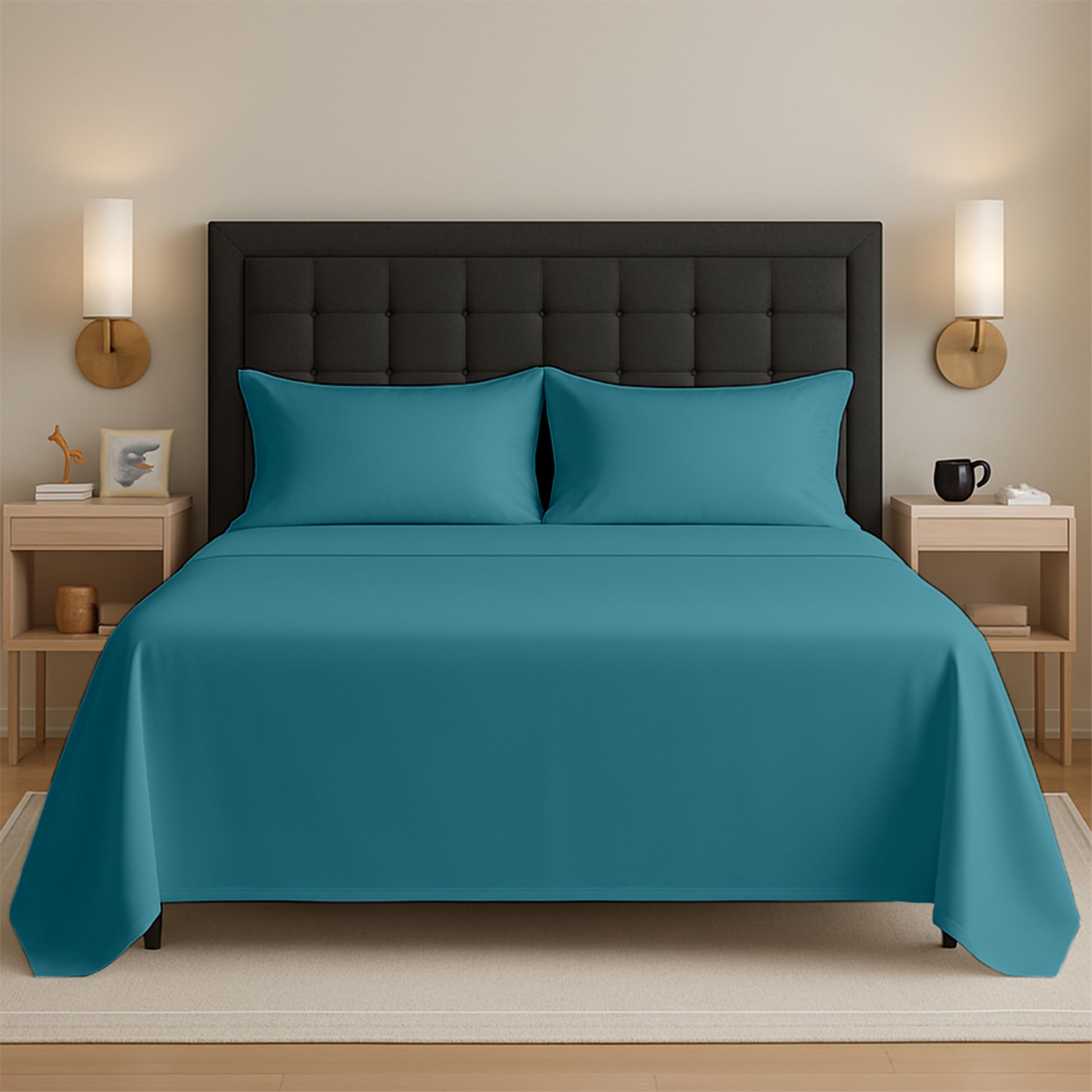 Egypto Easy Care Super King Flat Sheet – Breathable & Hypoallergic Flat Sheets – Shrinkage & Fade Resistant Flat Bed Sheet Teal — image 1
