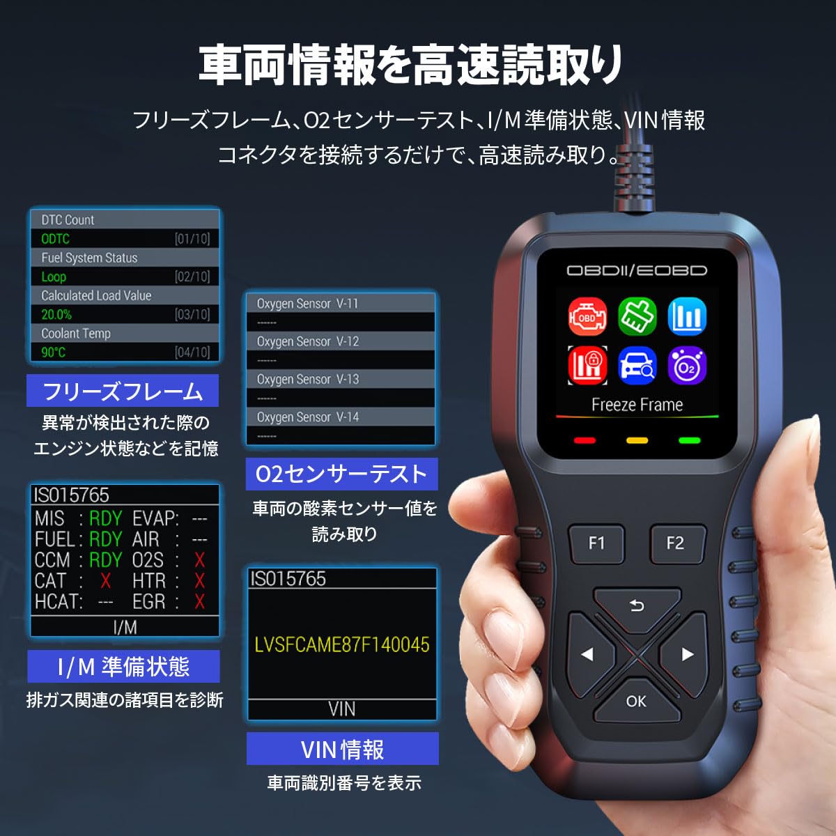 Amazon.co.jp: OBD2 OBD診断機 スキャンツール OBD2 最新式 日本語