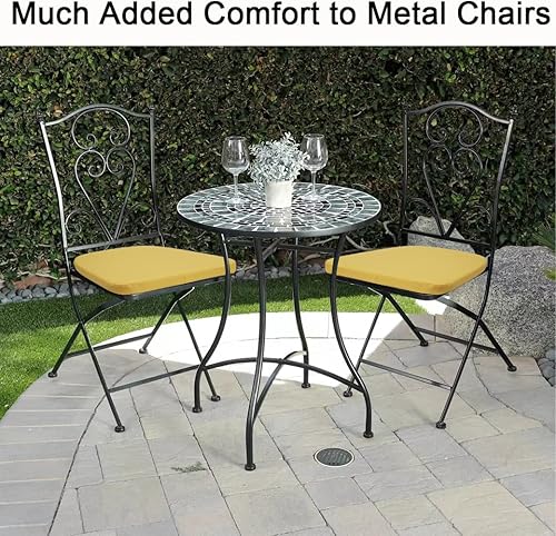 Miniatura 3 de BUYUE Cojines para Sillas de Metal de 14" con Imanes Juego de 4, Almohadillas de Asiento de Cuero PU de Lujo Impermeables Antideslizantes para