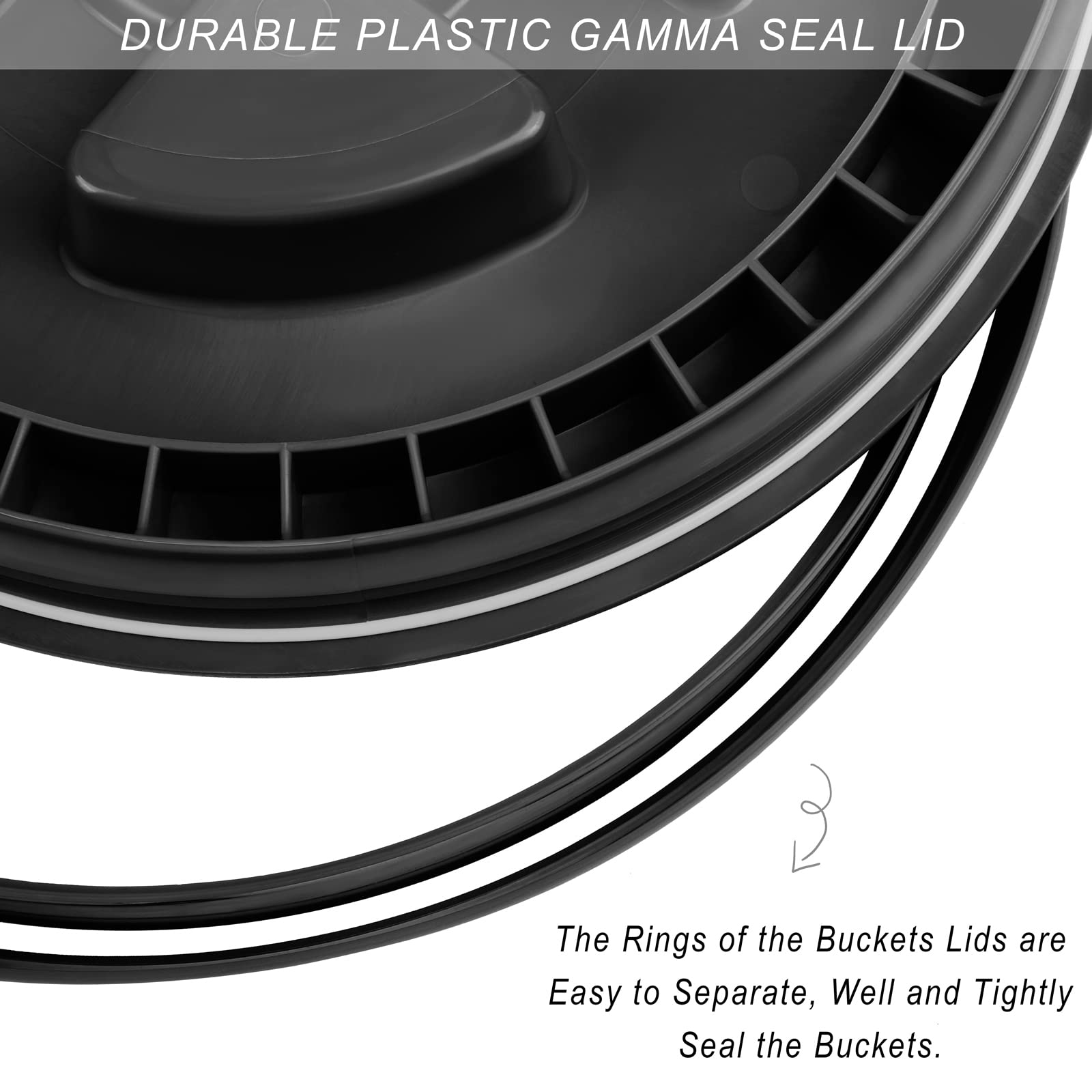 Aodaer 4 coperchi con guarnizione gamma, 5 galloni, coperchio per alimenti, coperchio riutilizzabile in plastica, coperchio per contenitori per alimenti (nero, bianco)