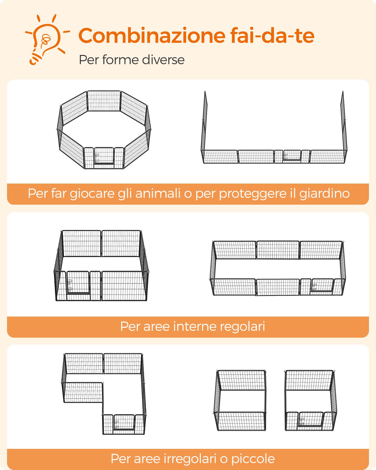 Feandrea Recinto per Animali Box per Cani, 8 Pannelli 77 x 60 cm, Nero PPK86H
