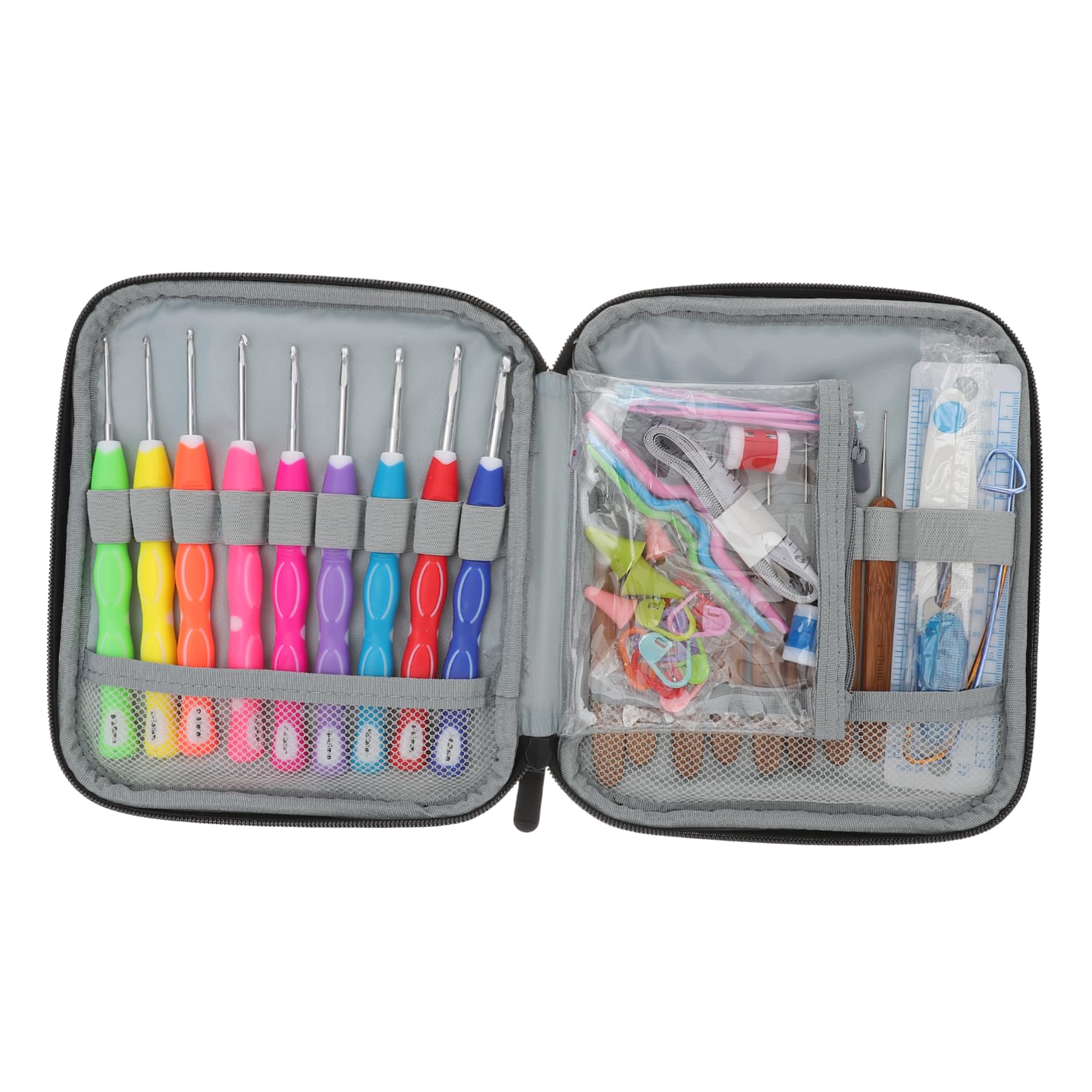 Kit de Crochet para Principiantes 47 Piezas, Agujas de Aleación de Aluminio Suaves Rebabas, Estuche de Lona para Manualidades