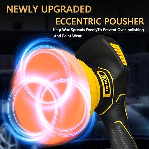 Miniatura 3 de Kit de pulidor inalámbrico para automóvil con baterías recargables de 21 V, 2 x 2.0 Ah, kit de cera de 6 pulgadas, 6 velocidades variables, 5500