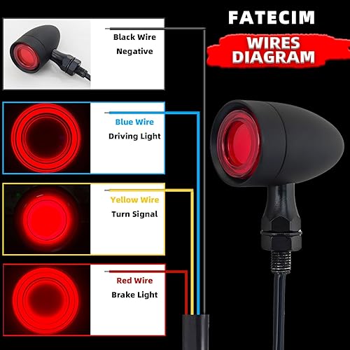 Miniatura 10 de FATECIM 4 luces traseras LED para motocicleta, 40 luces LED de giro, luces de freno para correr, luces traseras de motocicleta, intermitentes