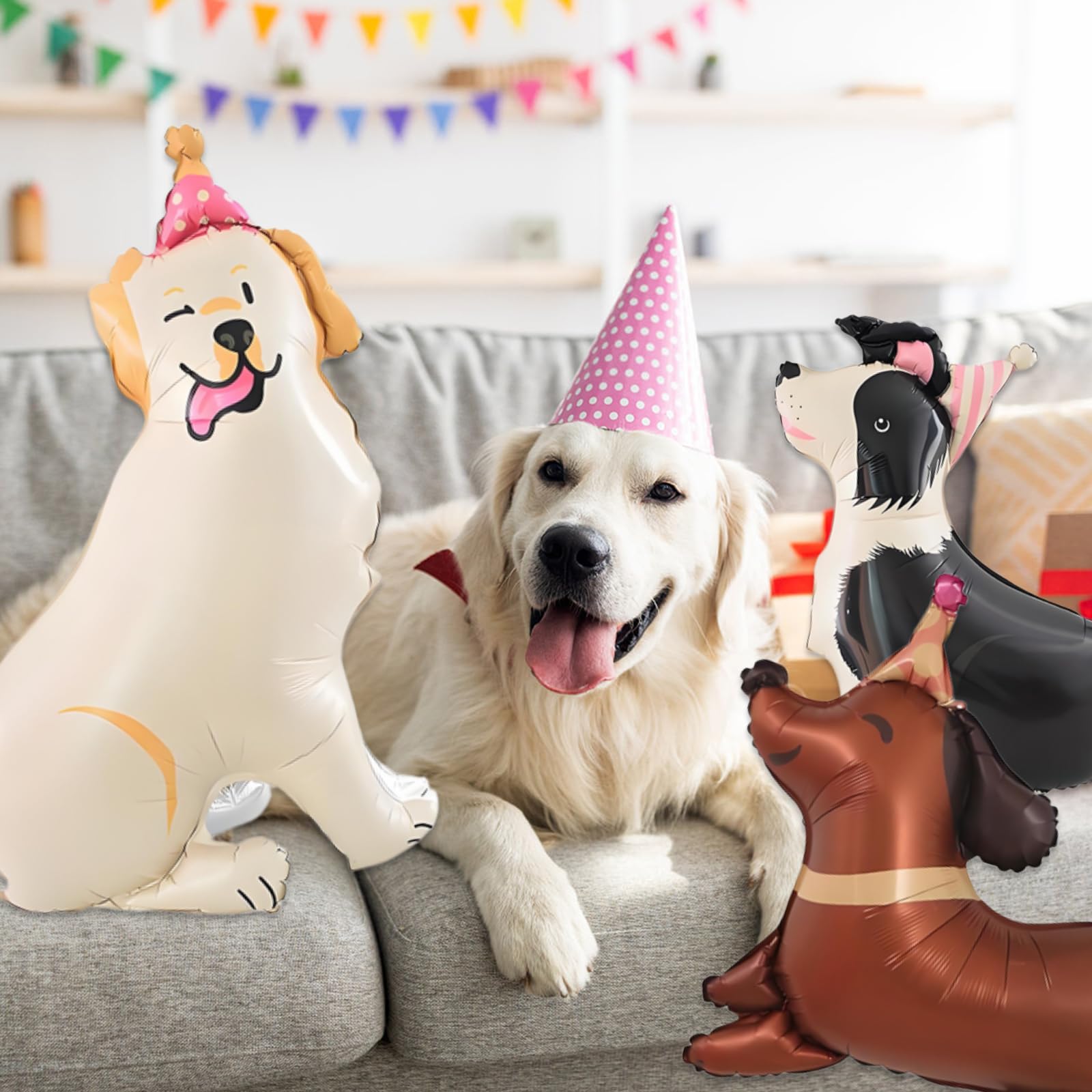 Palloncini Zampa di Cane, Palloncini in Foil Zampa di Cane, Dog Palloncino Compleanno, Palloncini Decorativi per Feste di Cane, 3 Anno Decorazioni Compleanno Rosa