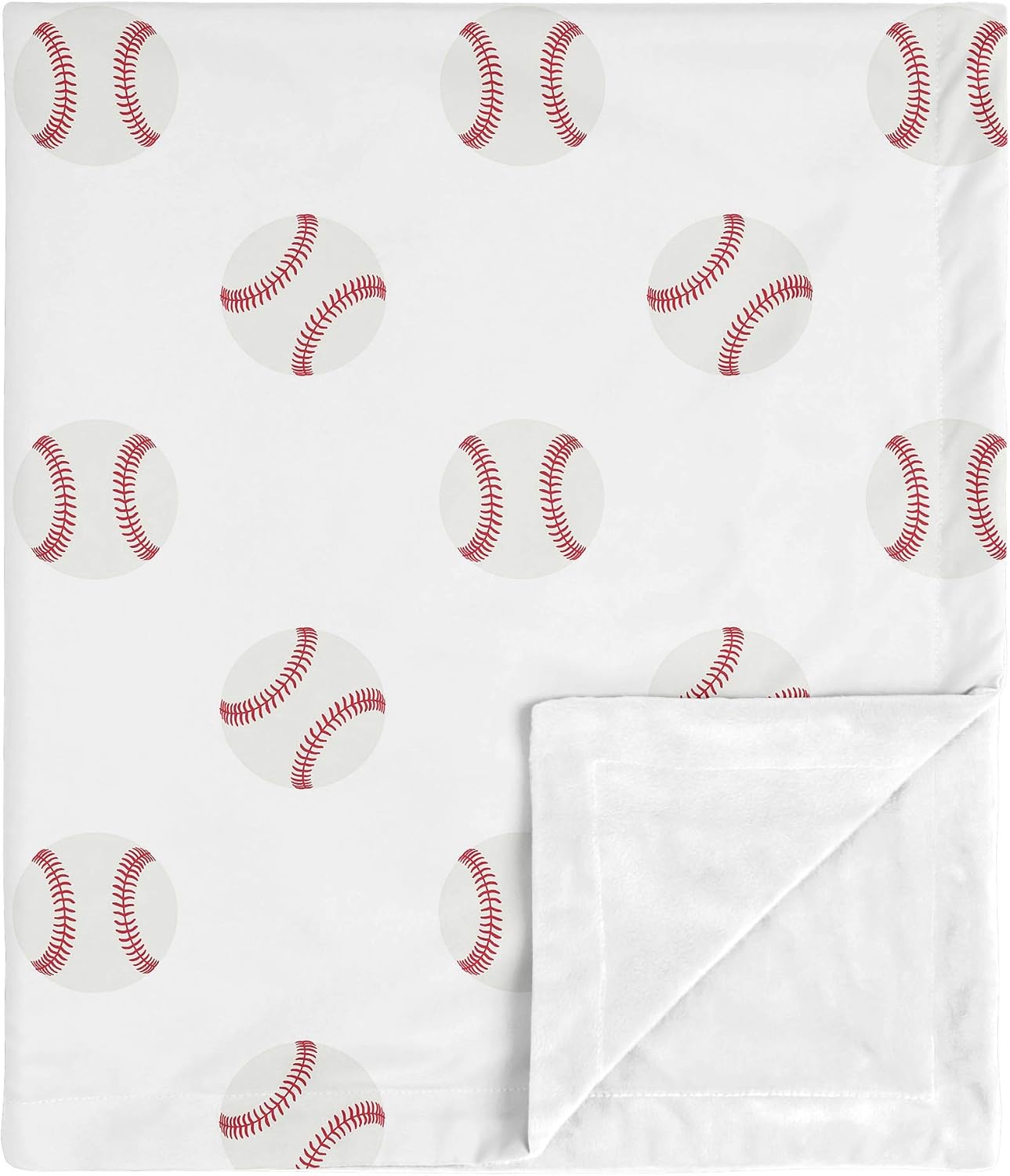Sweet Jojo Designs Sports Baseball Patch Baby Boy Receiving Security Swaddle Blanket for Newborn or Toddler Nursery Car Seat Stroller Soft Minky - Red and White