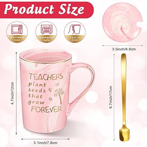 Miniatura 2 de Geiserailie 2 piezas de regalos de agradecimiento para profesores para mujeres, taza de café de cerámica de mármol de 14 onzas con tapa, caja de