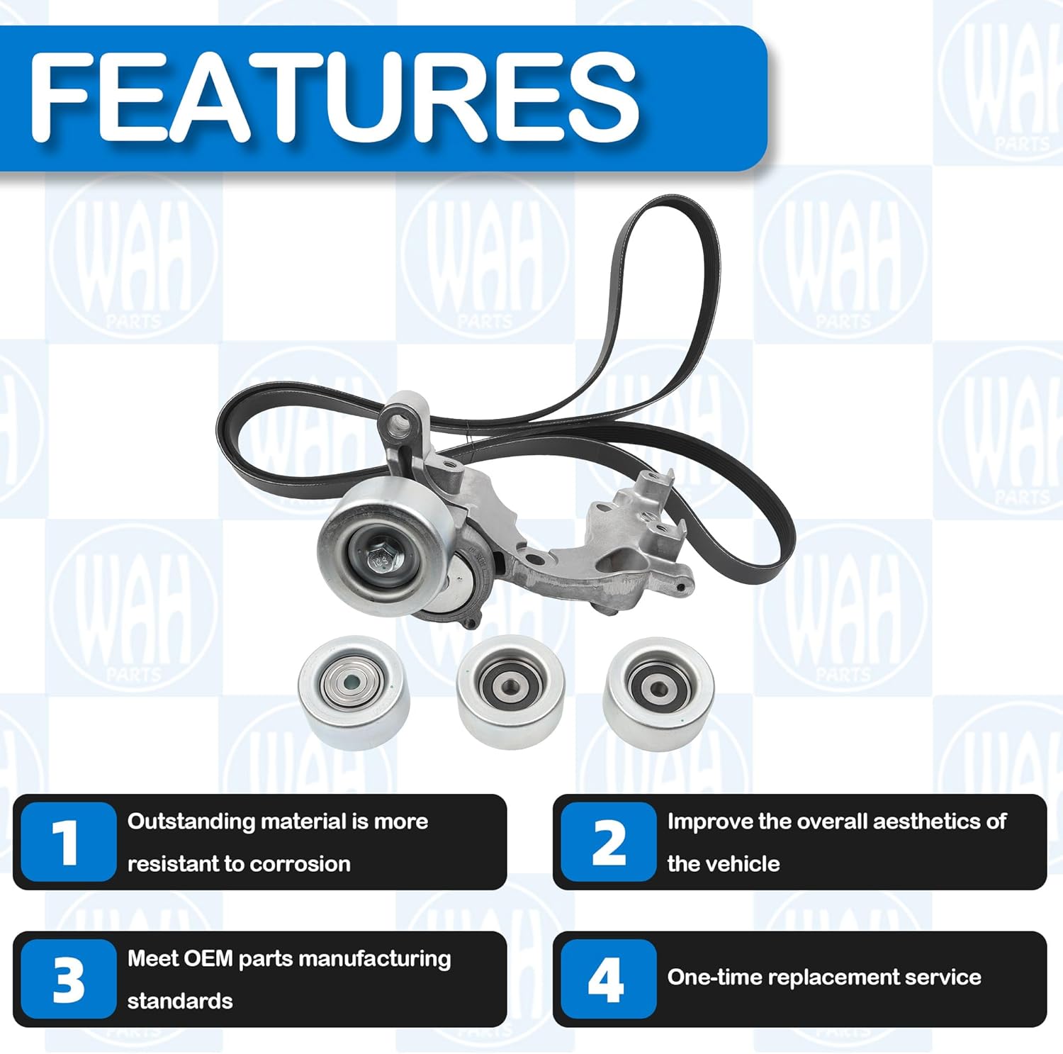 Drive Serpentine Belt Tensioner Idler Pulley Kit Compatible with Toyota Tacoma 4Runner Tundra FJ Cruiser V6 4.0L 16620-31013 16620-31012 16603-31040