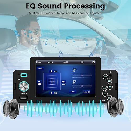 Miniatura 6 de Estéreo de coche con pantalla táctil Bluetooth de un solo DIN HD - Reproductor MP5 para automóvil de 5 pulgadas 1 DIN - Enlace de espejo, radio FM,