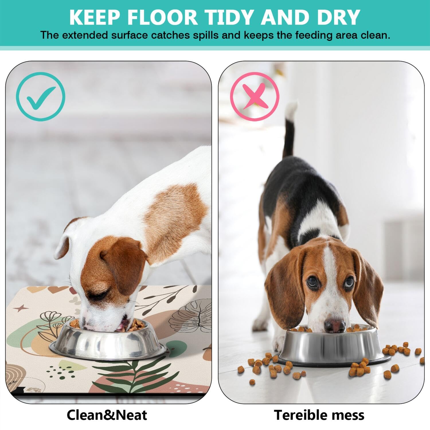 Tapis d'alimentation pour animaux de compagnie, tapis imperméable pour chien pour nourriture et eau, séchage rapide, antidérapant pour gamelles de chat