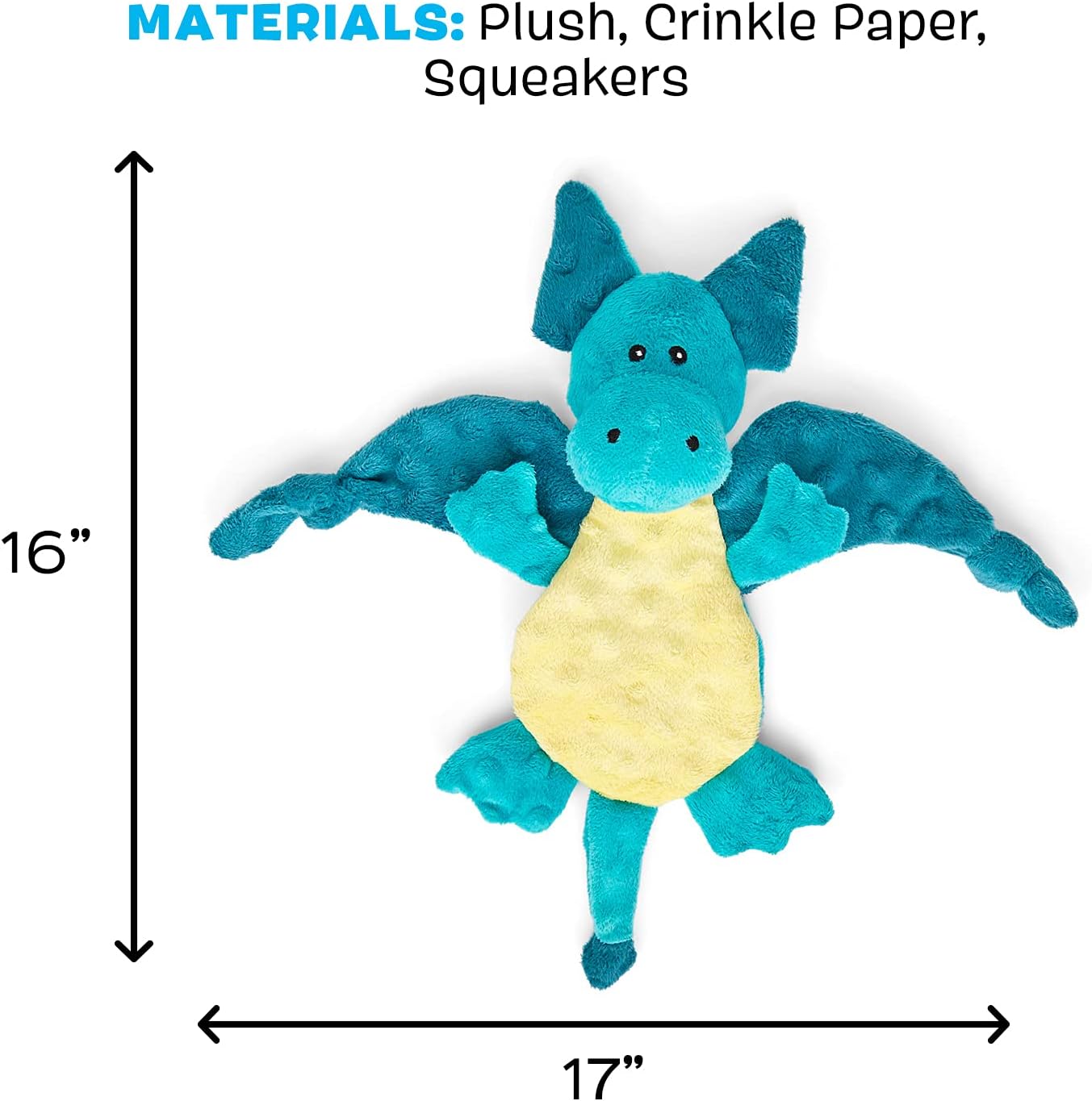 Barkbox Squeaky Dog Toys - Plush and Squeak Chew Toys | Puppy and Pet Toys for Small, Medium, and Large Dogs | Dingbert The Dragon