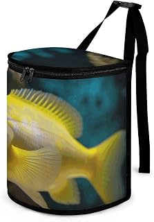 VFMKT Cubo de basura para coche con tapa, reutilizable, impermeable, bolsa de basura para coche, para colgar, color amarillo, caja de almacenamiento multiusos para vehículos, viajes, camping, picnic