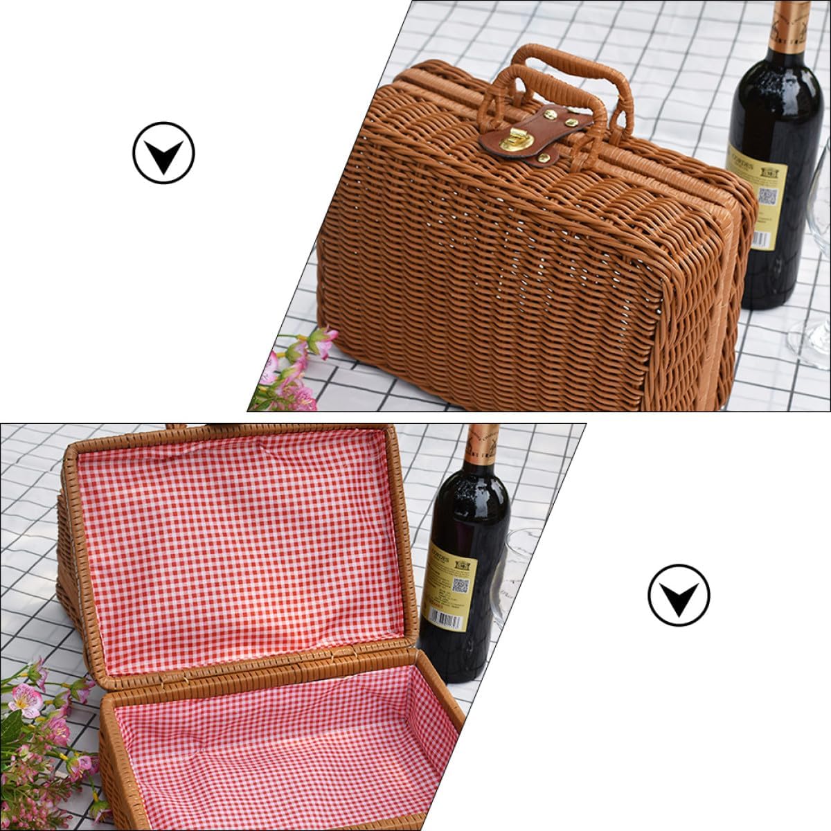 NOLITOY Woven Makeup Train Case Portable Cosmetic Storage Box Makeup Brush Holder Ideal for Travel