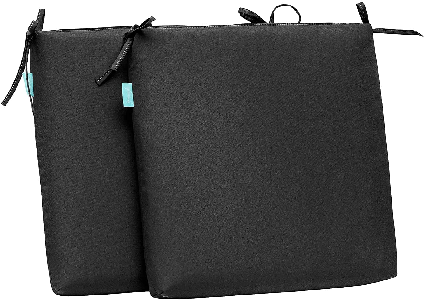 H B MSALA Outdoor Indoor Seat Cushions, Square Foam Dining Chair Pads,All Weather, 16"x16"x2",2 Count (Black)-image-11