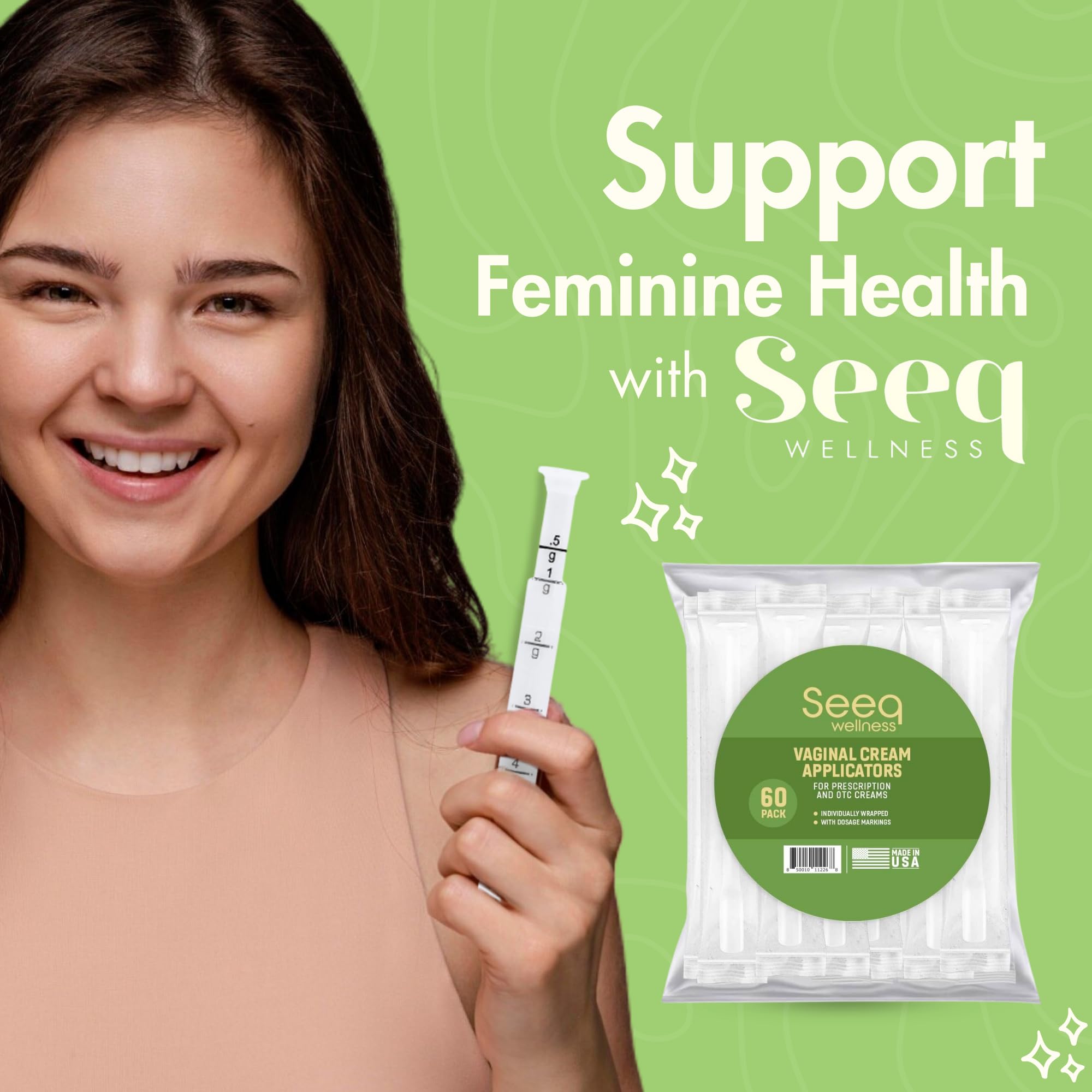 Disposable Vaginal Cream Applicators: Fits Preseed Lubricant, Estrace, Personal Lube and OTC Gel or Cream Products - with Dosage Measurements, Threaded End and Comfort Tip - Made in USA - 60 Pack