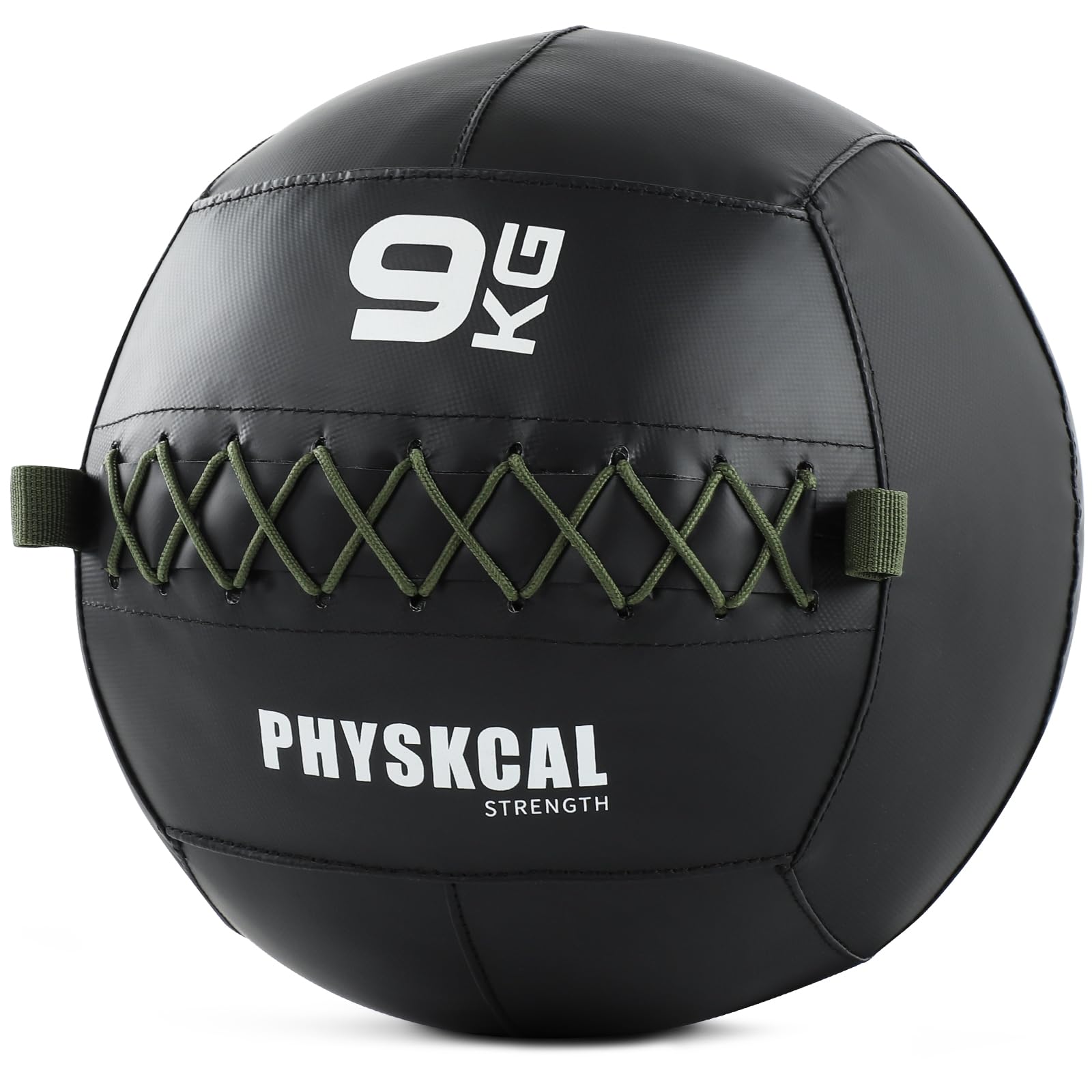 PhysKcal Medicine Wall Ball Ball in morbida pelle per esercizi dinamici di tutto il corpo, esercizi HIIT, costruzione di forza e resistenza, impugnatura comoda strutturata