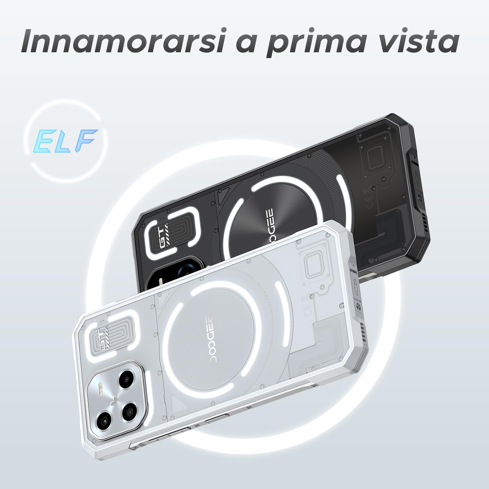 DOOGEE Blade GT 2025 Rugged Smartphone 5G, 32GB+256GB, LED Light Effect, 10.5mm Ultra-thin+260g, 6.72” FHD+120Hz, 5500mAh Telefono Indistruttibile, 48MP Rugged Telefoni, Android 14, WIFI6/NFC-Nero