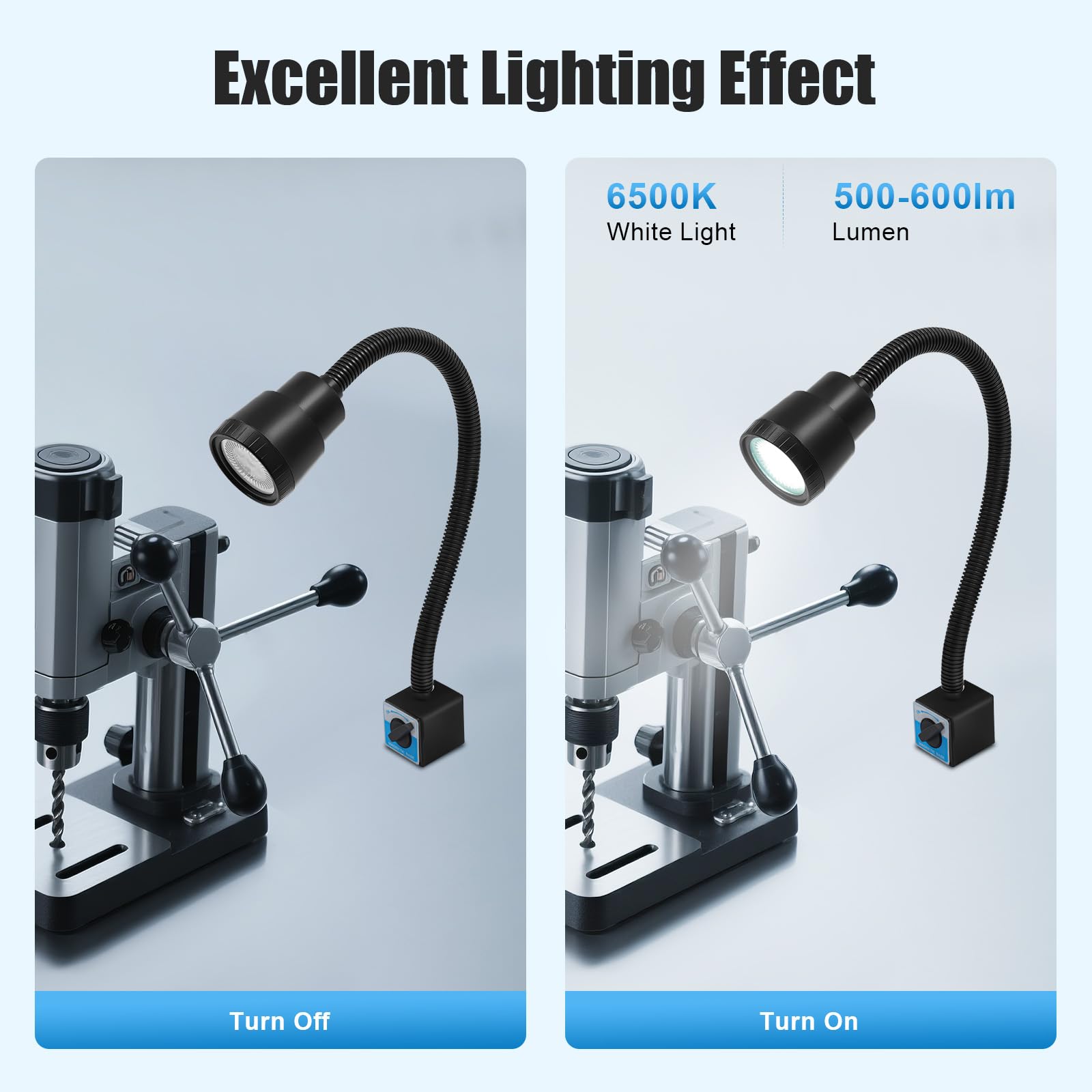 LED Maschinenleuchte mit Magnetfuß Flexible Werkstattlampe 500lm | Flexible LED Arbeitsleuchte mit Magnetfuß für Maschinen, Werkstätten und präzise Arbeiten mit heller Ausleuchtung