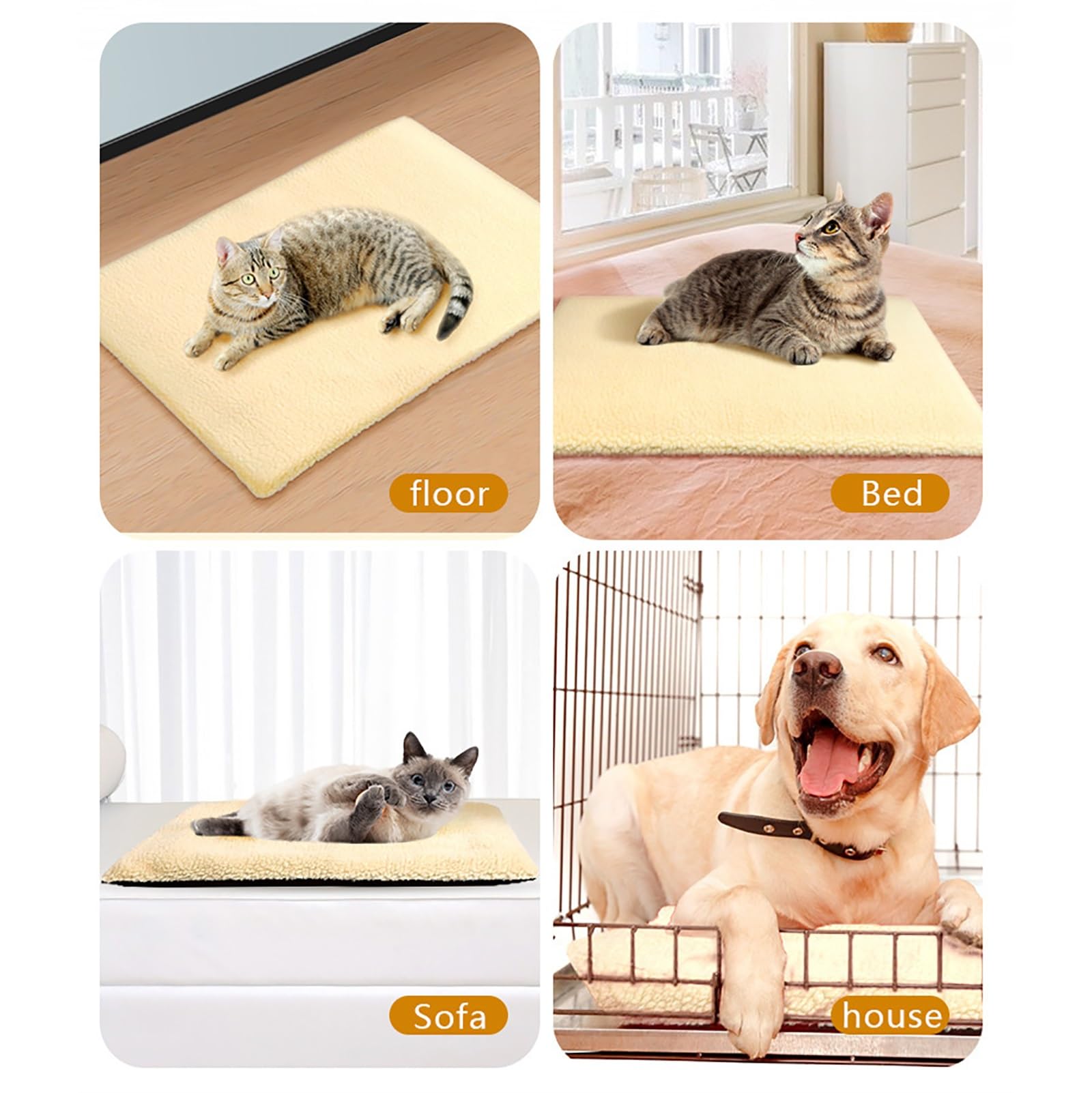 Selbstwärmende Haustiermatte für Hunde und Katzen, Selbstheizende Tierliegematte, Bequem und Warm, Maschinenwaschbar, für Boden, Bett, Sofa(Beige,XX-Large)