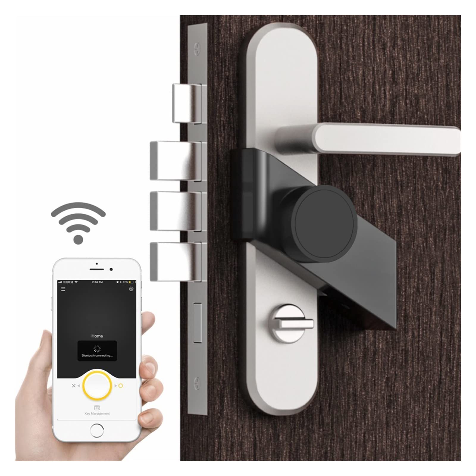 Inteligentna blokada, blokada linii papilarnych. Stick Smart Lock Phone App Control Elektroniczny bezprzewodowy zamek bezkluczykowy z 3-częściowym kluczem Bluetooth(Black Right)