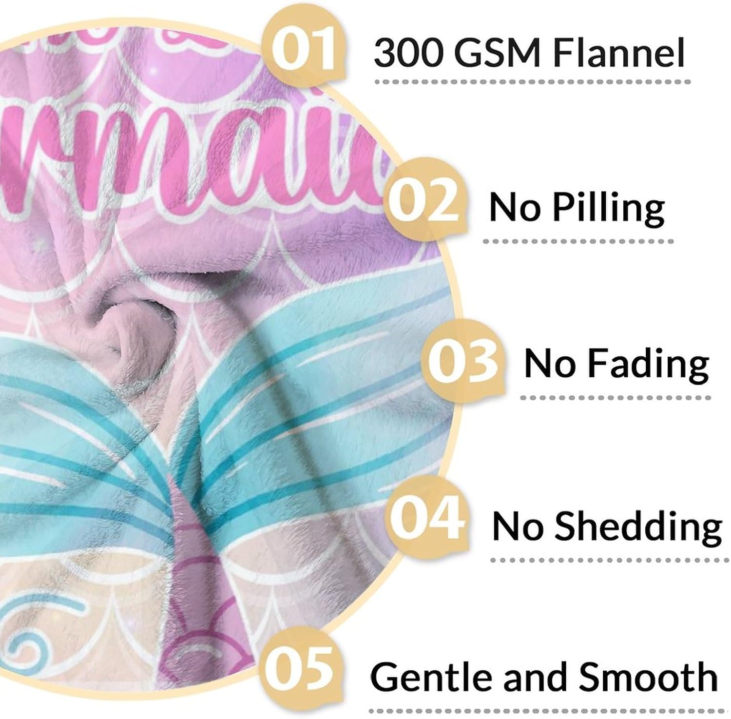 Personalized Mermaid Tail Blanket with Name - Soft, Fuzzy & Warm - 60"x80" Twin Size Blanket for Bed, Couch & Living Room - Colorful Cute Throw Gifts for Girls