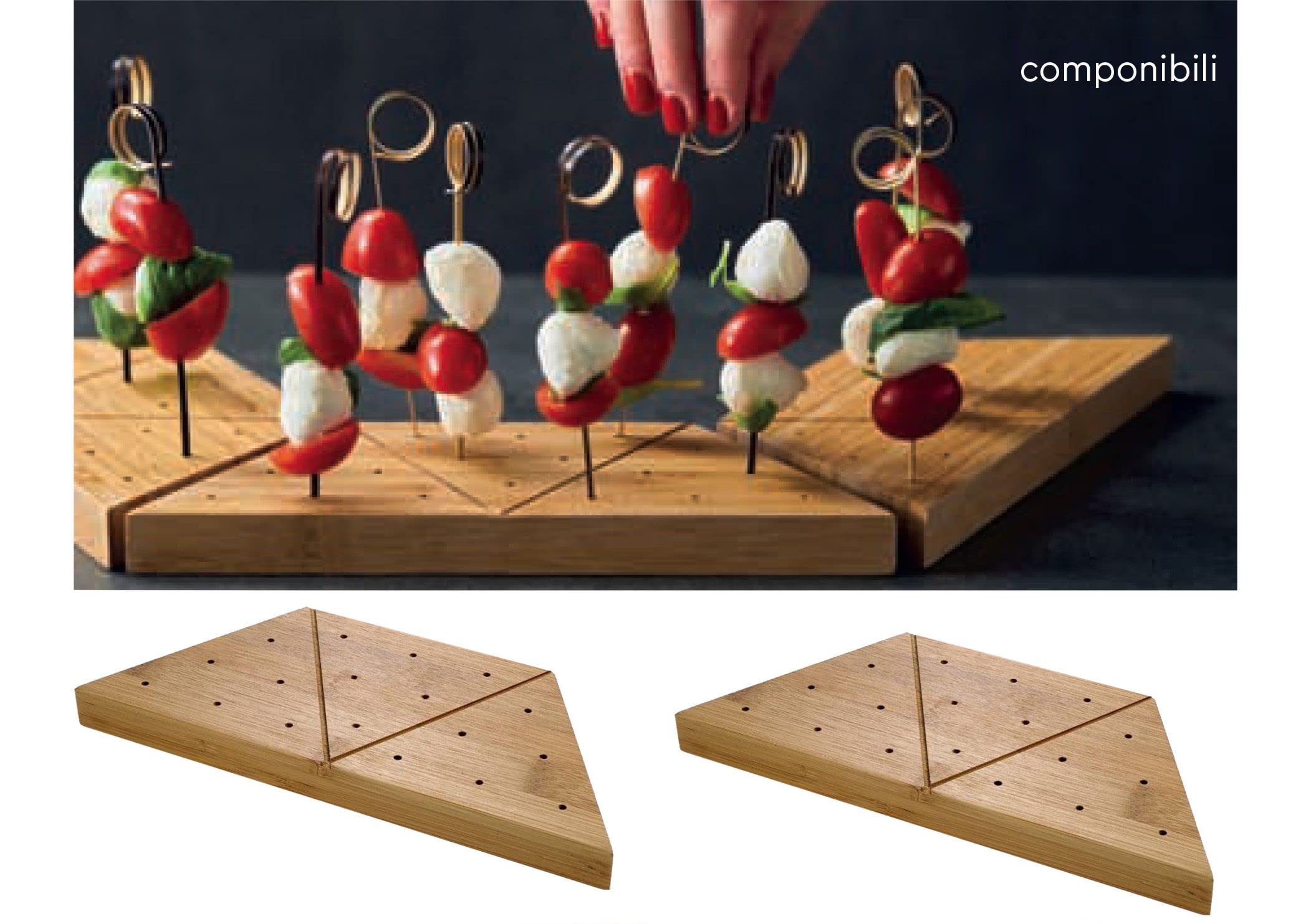 MAQA 2 Stück Holzspießhalter 23,5 x 11,5 x H 2 cm, Schneidebrett mit 18 Löchern für Vorspeisenspieße, Spießbuffet-Display