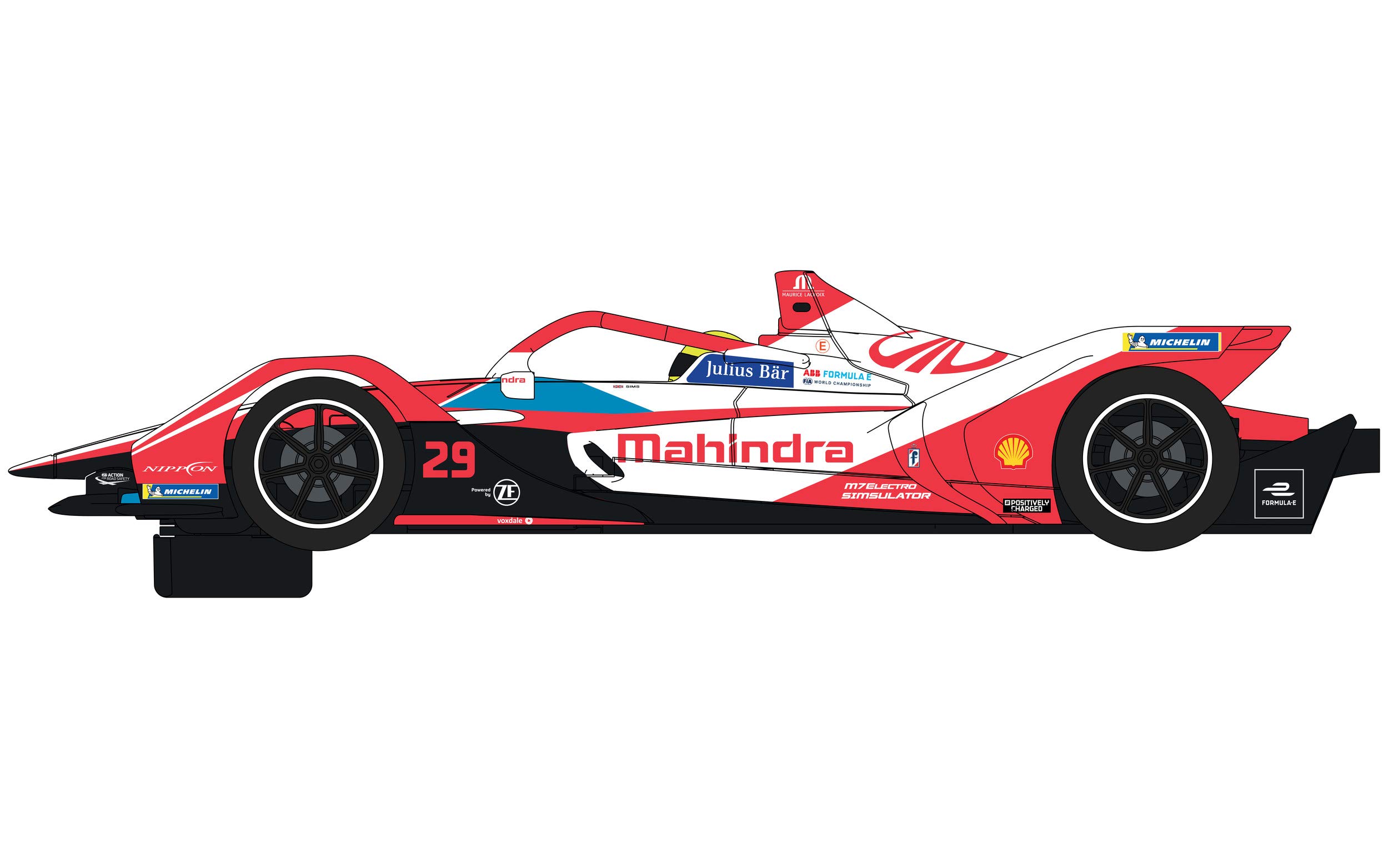 Scalextric C4285 Formula E - Mahindra Racing Alexander Sims, Red/White