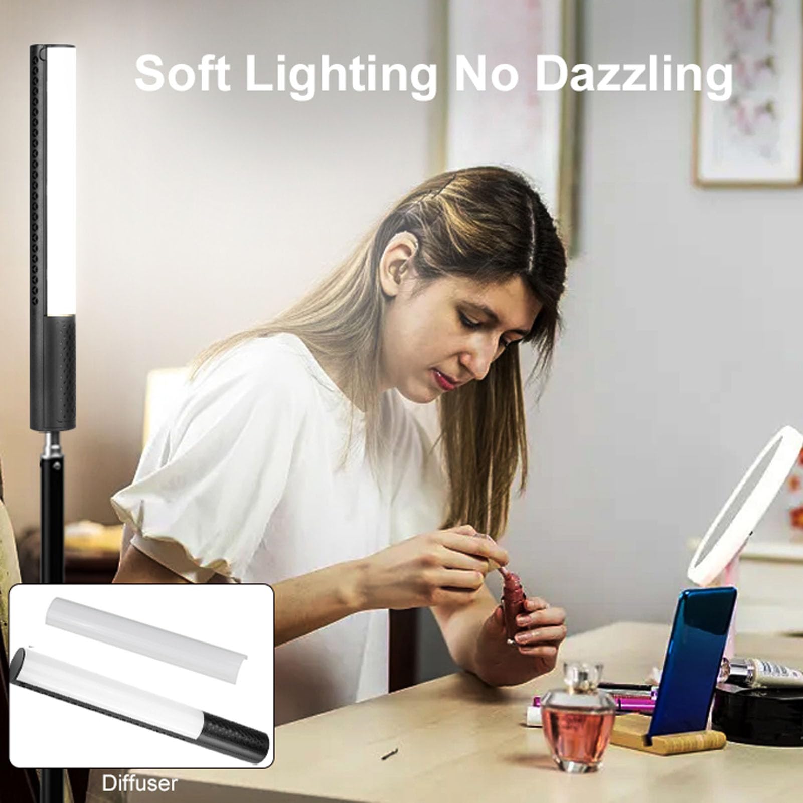 Jectse Bacchetta Luminosa LED RGB, Stick Luminoso Video RGB 20W 360° per Fotografia, Tubo Luminoso Dimmerabile per Fotocamera Portatile 1800K-9000K 2600mAh Ricaricabile per Giochi in