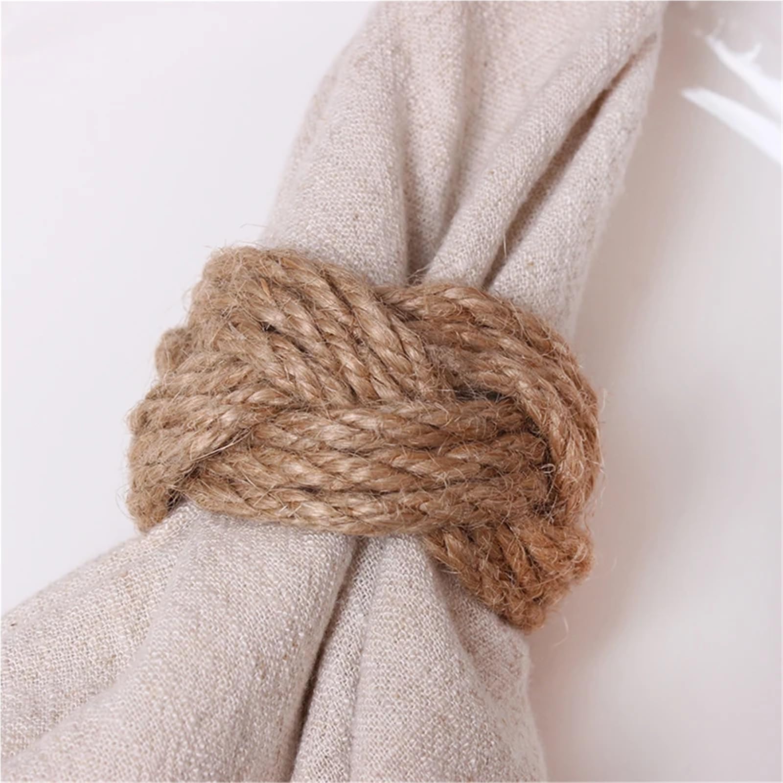 Lot de 32 ronds de serviette tissés en lin naturel marron fait à la main pour décoration de table de mariage ou d'anniversaire