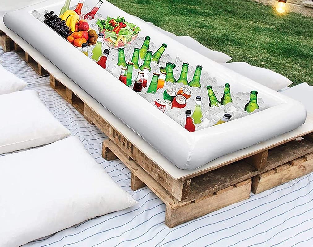ZKHD Barras de Servir inflables Ensalada Ice Buffet Ensalada Sirviendo bandejas Alimentos Tenedor de Bebida Cooler Contenedores BBQ al Aire Libre Picnic Pool Supplies