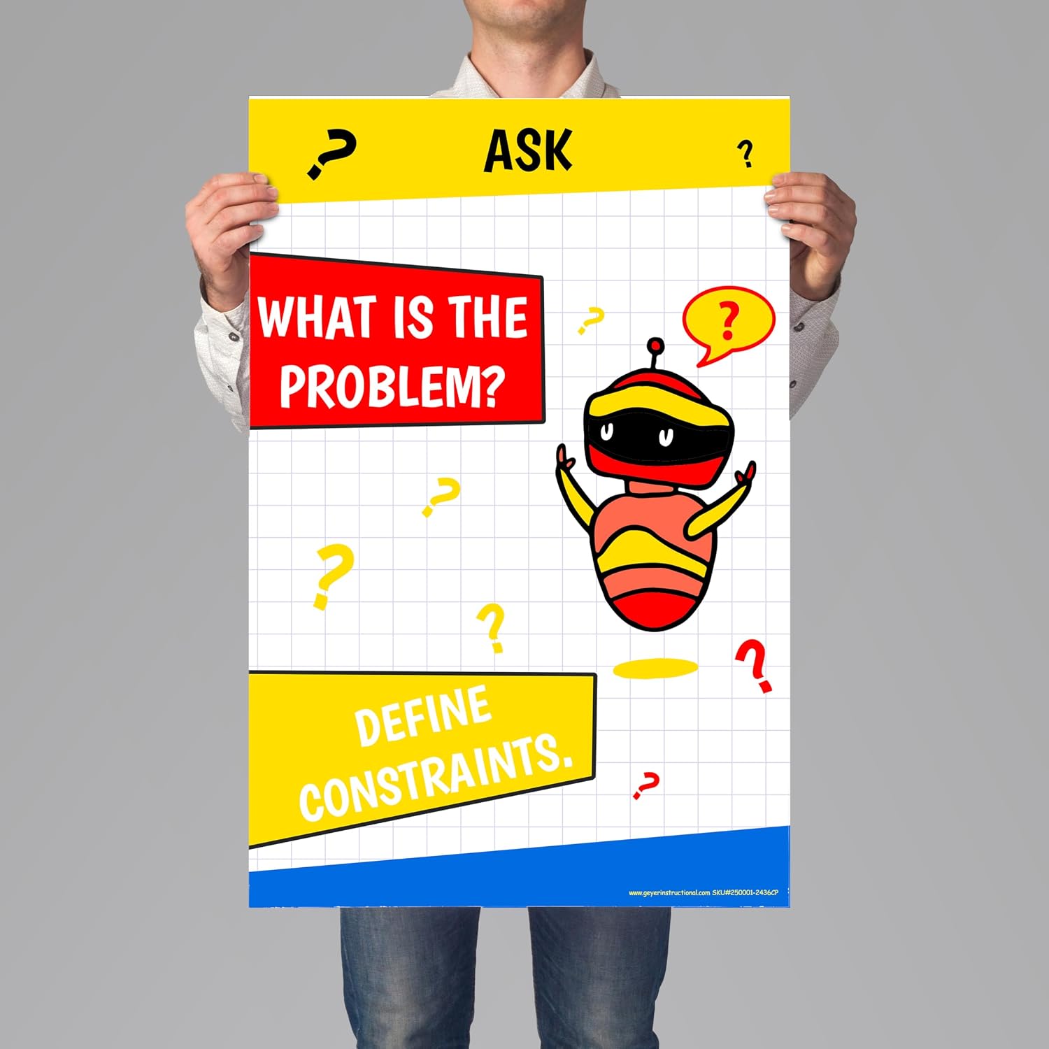 Geyer Instructional Products - STEM Engineering Design Process Posters 24"x 36" Corrugated Plastic Wall Charts, Durable Reusable Visual Aids for Classroom, Science Lab & Makerspace Learning - 6 Pack