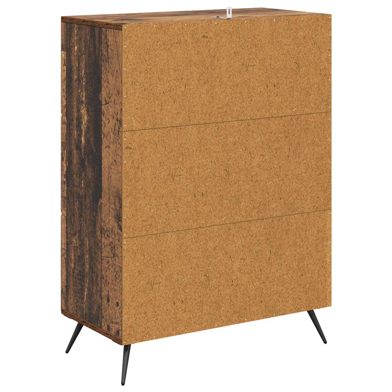 Cassettiera in legno anticato, 66 x 34,5 x 90 cm, con 3 cassetti e scomparti regolabili, per ufficio, soggiorno, corridoio, officina, ordine e conservazione