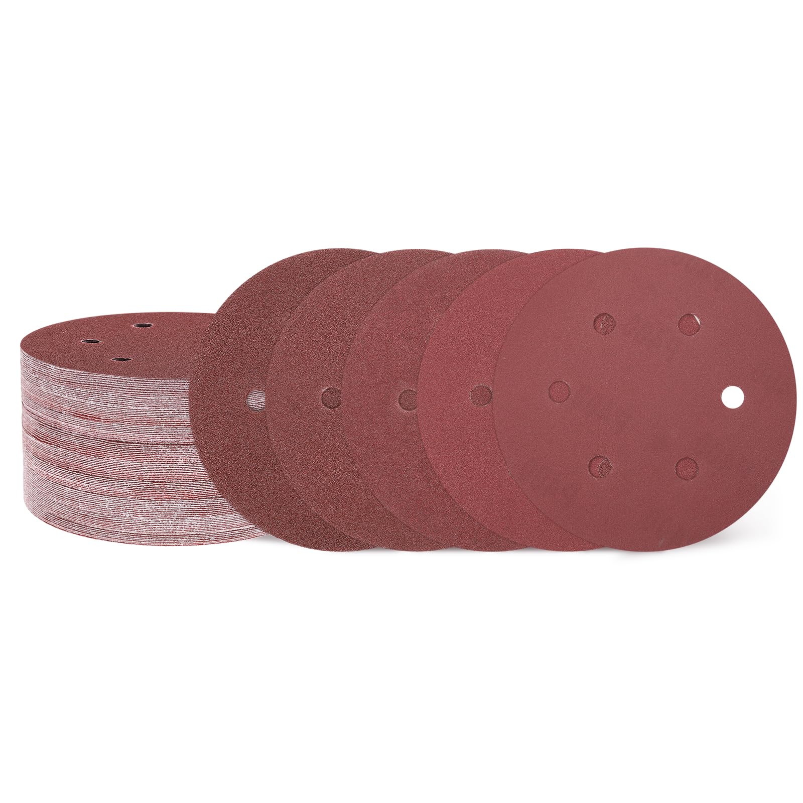 QUARKZMAN 100Pz 150mm 6" Dischi Levigatura 6 Fori 60/80/120/240/400 Grana Carta Vetrata a Gancio e Anello Levigatrice Orbitale per Lavorazione Legno Automobilistico Metallo
