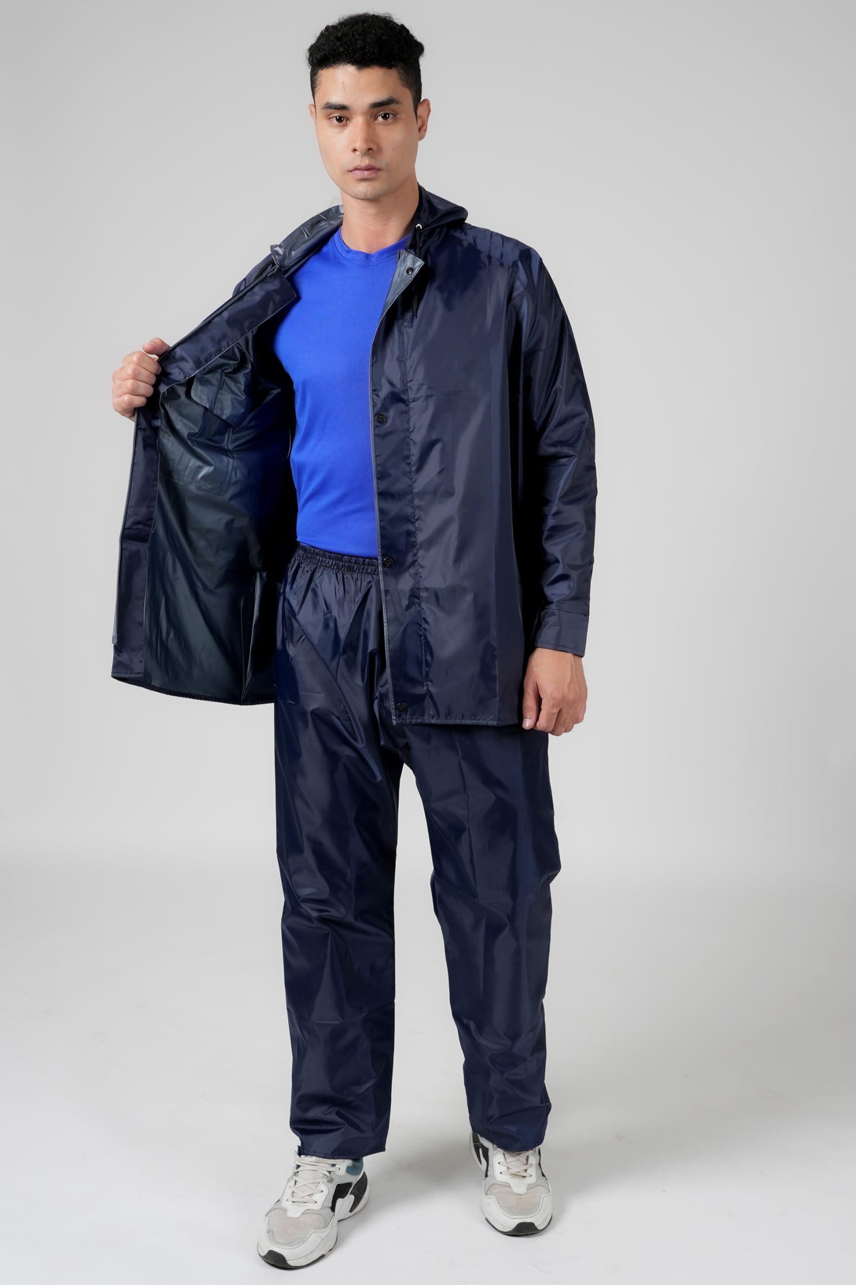 TAGAS Men's Raincoat ||Waterproof for Bike ||Reversible Double Layer with Hood || Set of Top and Bottom rain Wear (MRC-8006-BLUE-XL) 4