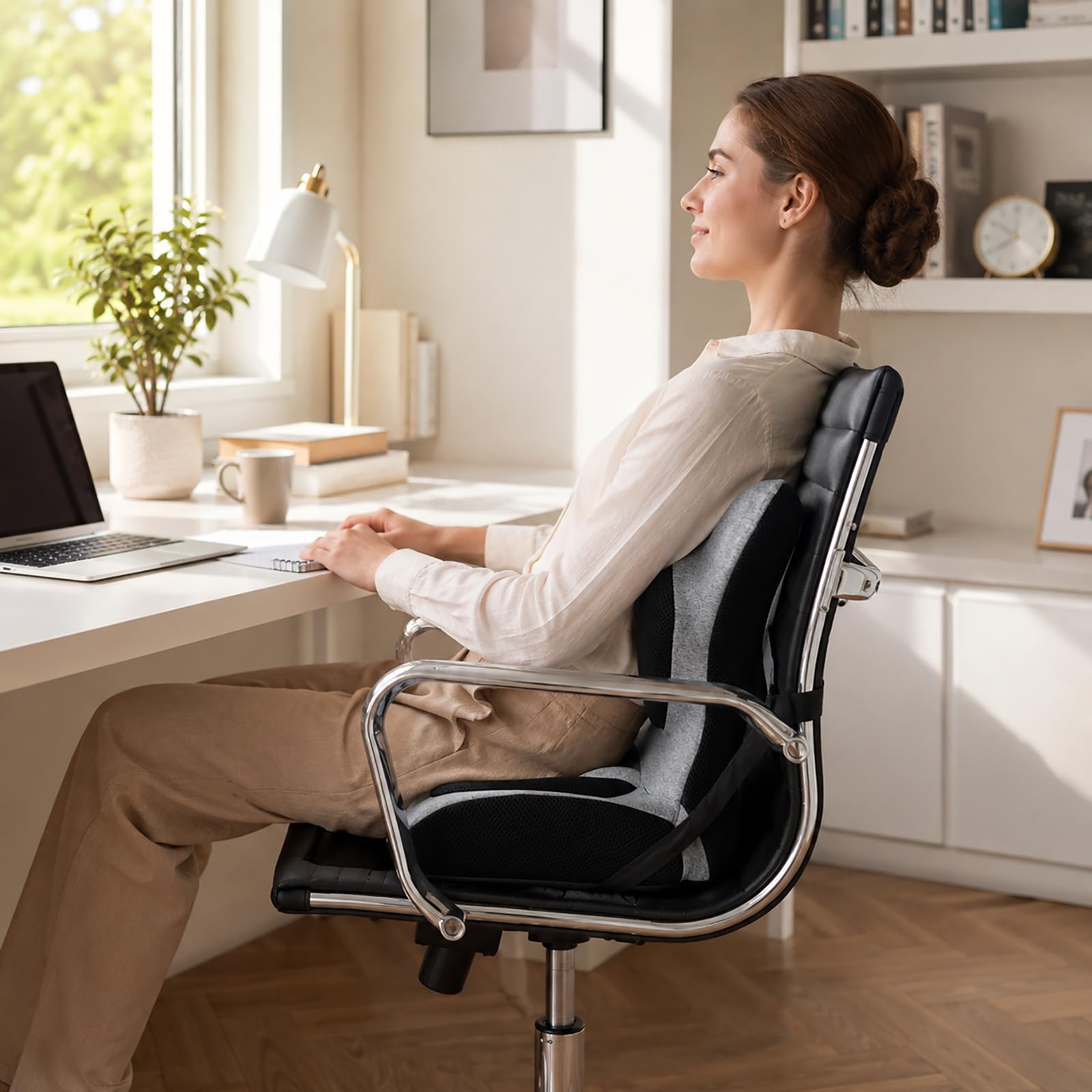 Cojines ergonómicos para respaldo y asiento, soporte lumbar con funda desmontable, para postura de espalda y alivio del dolor, silla de oficina en casa