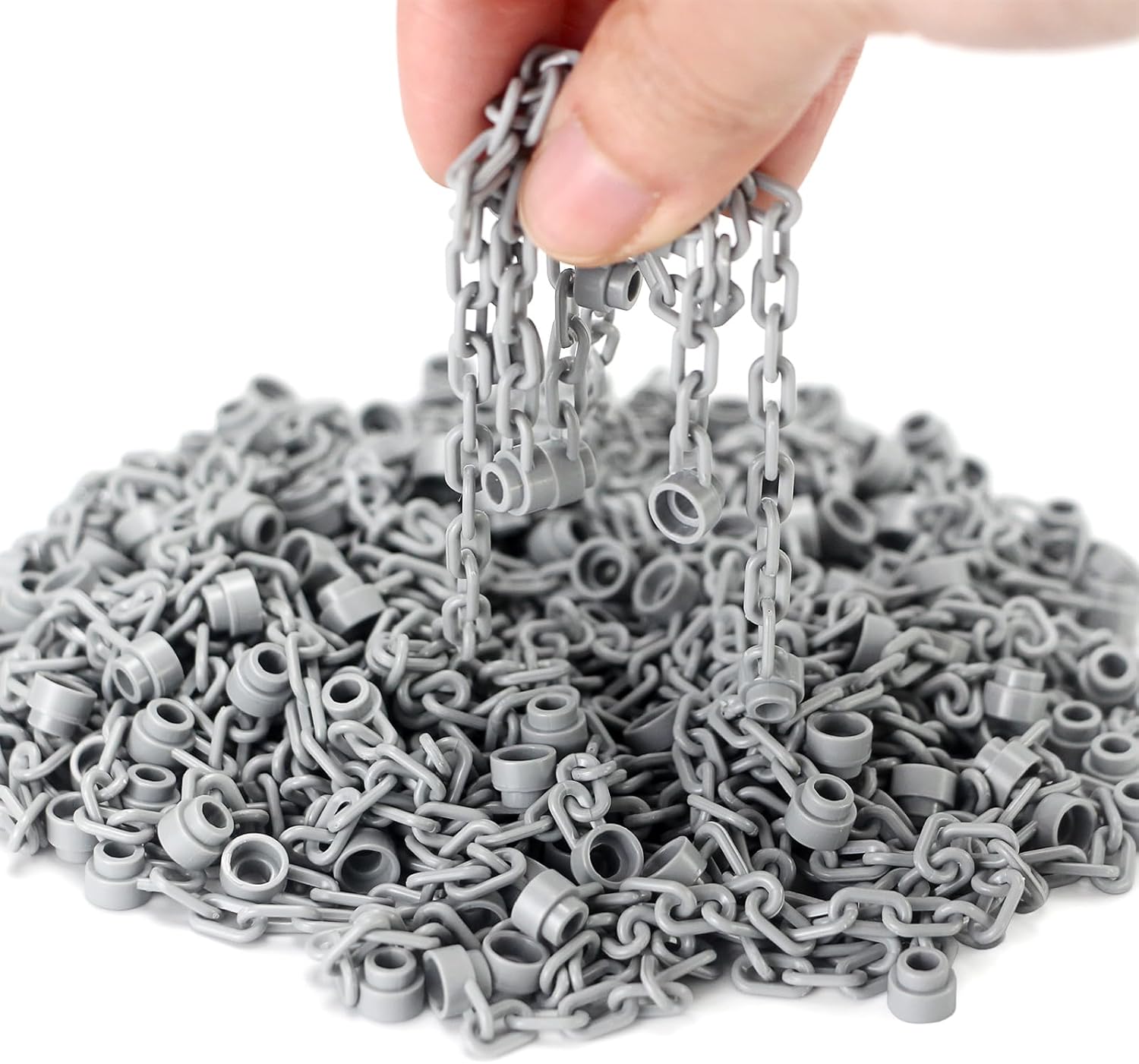 Feleph 40x 5-Links and 40x 21-Links Chain Bulk Bricks Pack Light Gray Classic Toy String Set for 30104 Parts and Pieces Building Blocks Kids