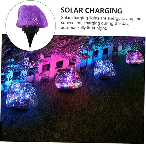 Miniatura 4 de IWOWHERO Lámpara de césped LED de paisaje luz solar al aire libre paisaje roca luces de diseño adoquines luz solar jardín lámpara solar al aire