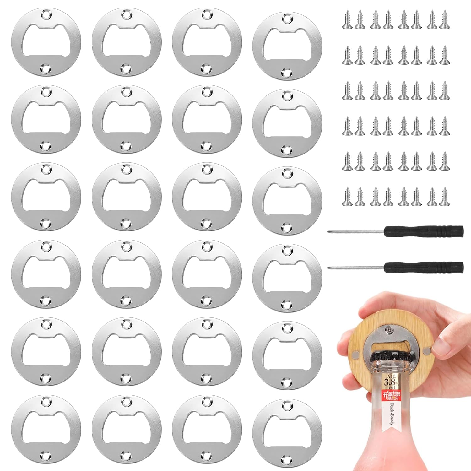 50 Ensemble D'insert D'ouvre-bouteille, Kit De Quincaillerie D'ouvre-bouteille Rond En Acier Inoxydable | FR
