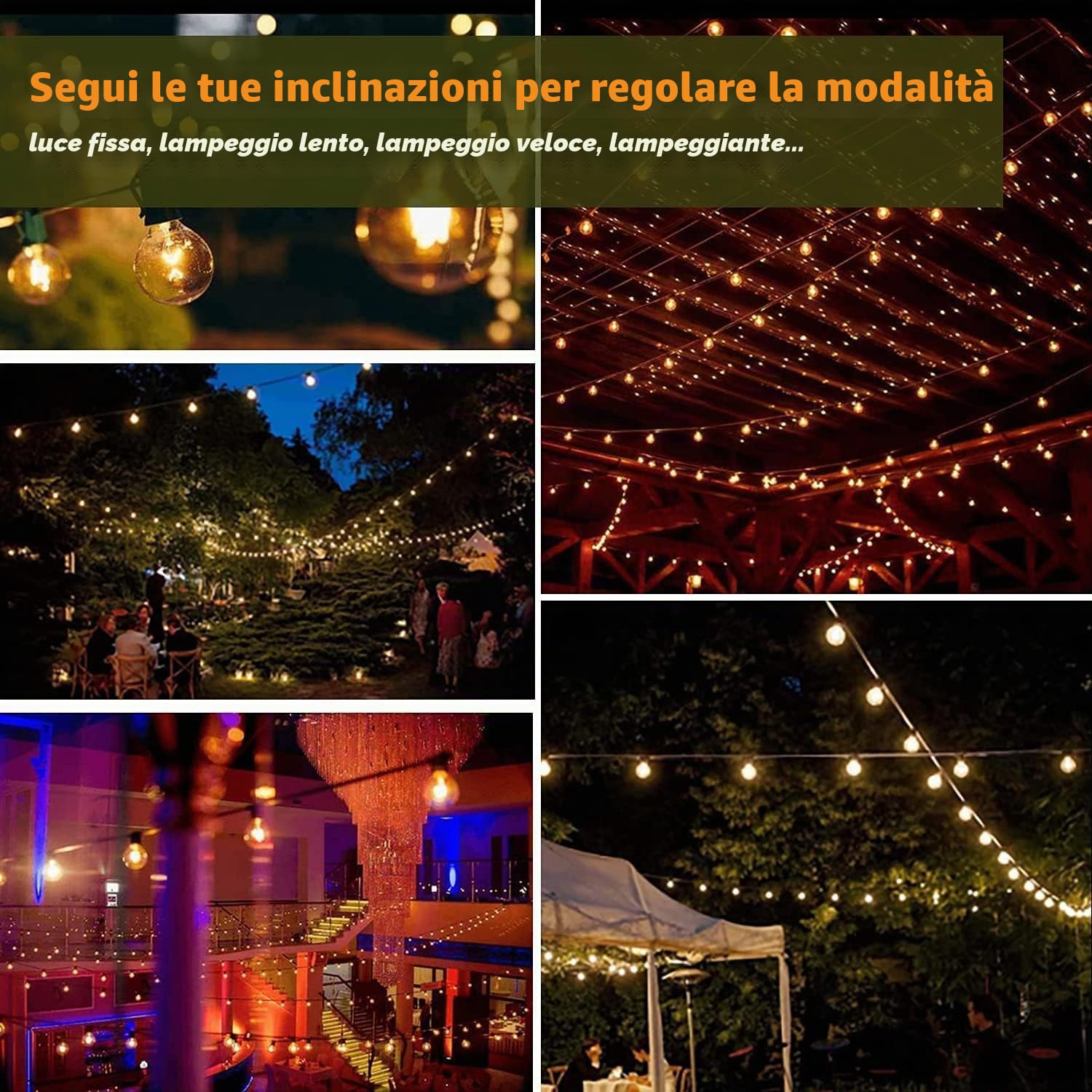 Catena Di Luci A Energia Solare Per Esterni, 15 M, Per Esterni, 25+1 Lampadine In Plastica, Impermeabile, IP45, Giardino, Terrazza, Alberi, Feste, 2700 K, Bianco Caldo Nozze