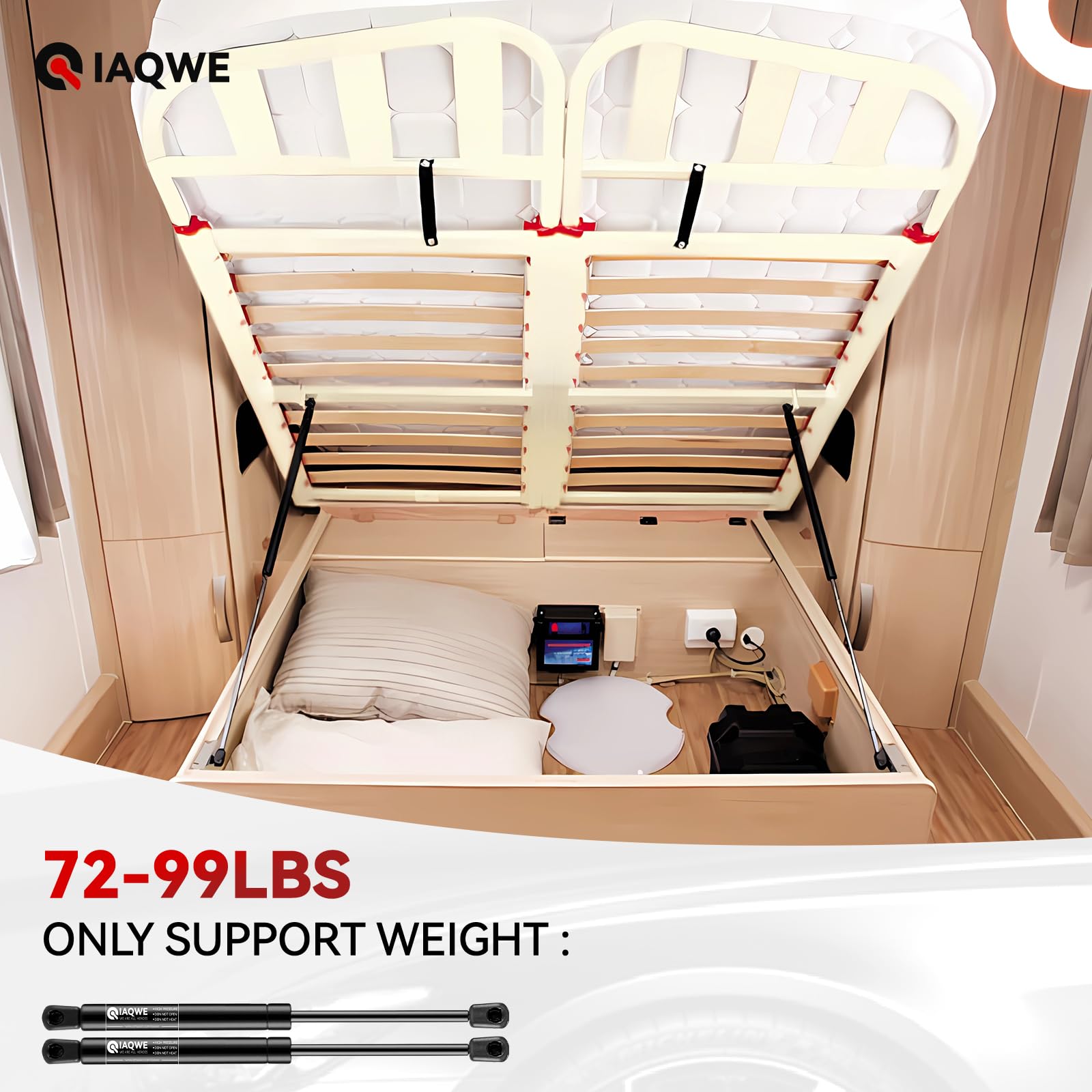 Bohaner Vérins à Gaz 200 N, 2 Charnières De Porte D'armoire à Ressort à